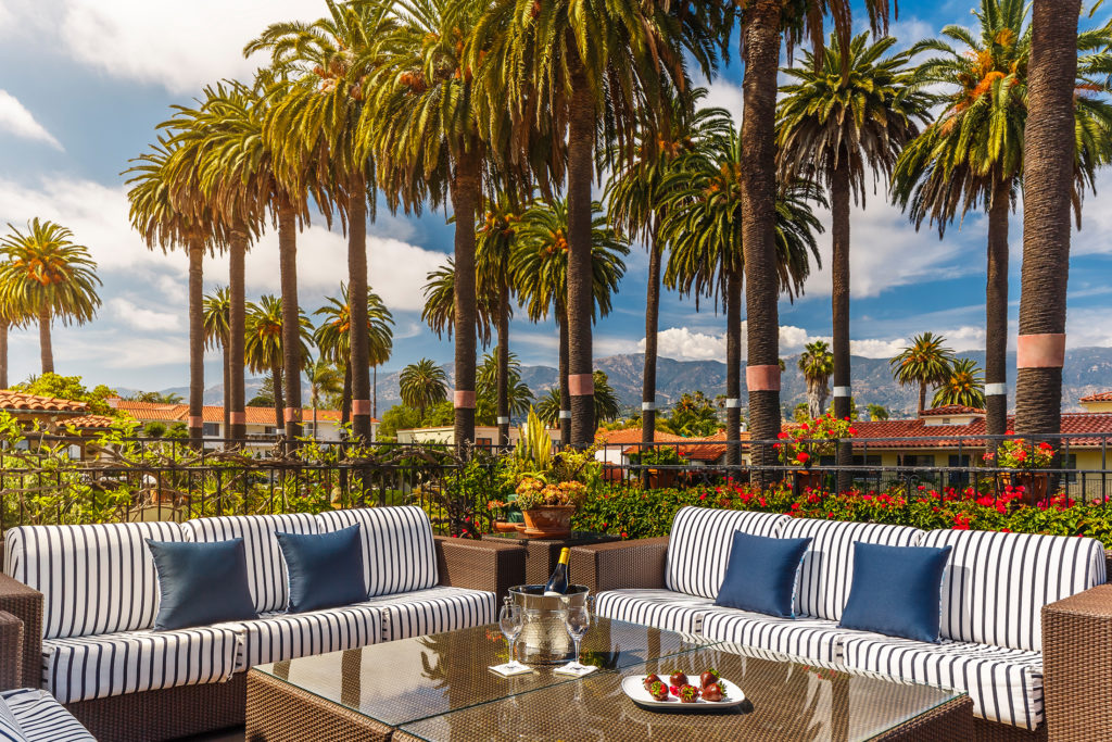 Outdoor terrace at Hotel Milo in Santa Barbara, CA