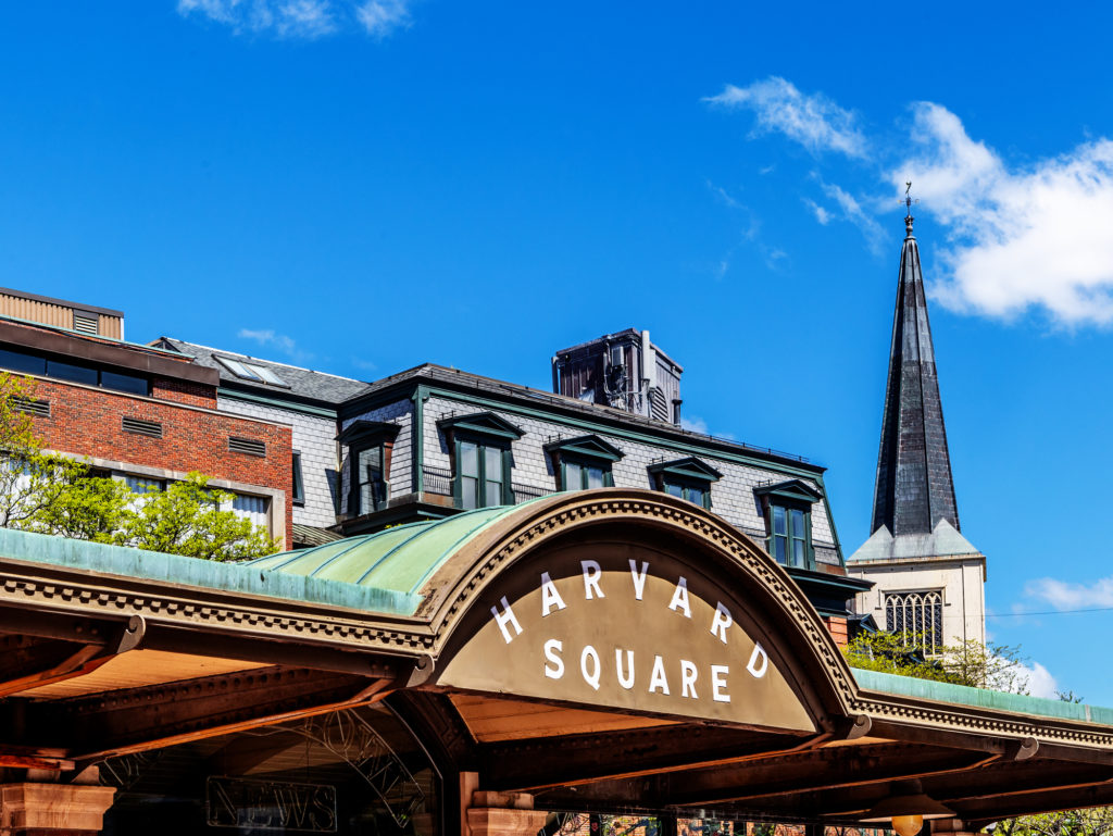 Harvard Square - close-up of Harvard Square kiosk sign