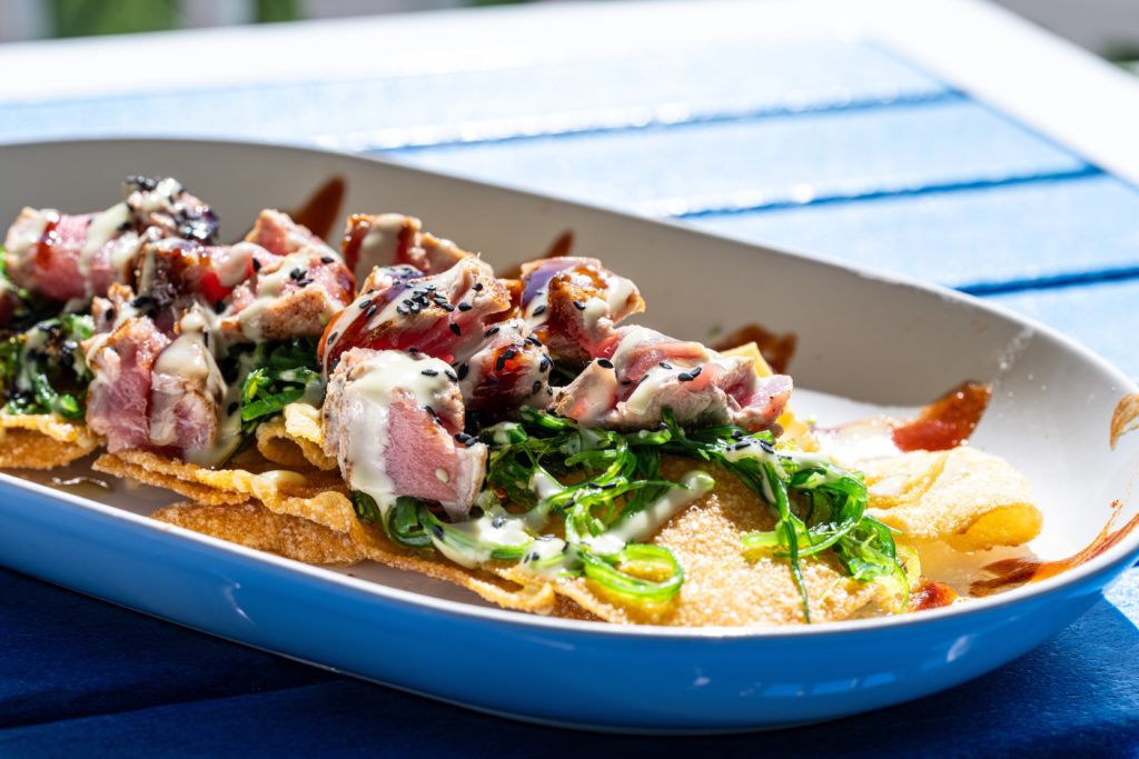 Tuna nachos at Tides Beachside Bar & Grill at Islander Resort in Islamorada